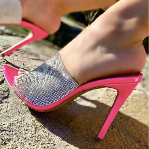 hot pink rhinestone heels